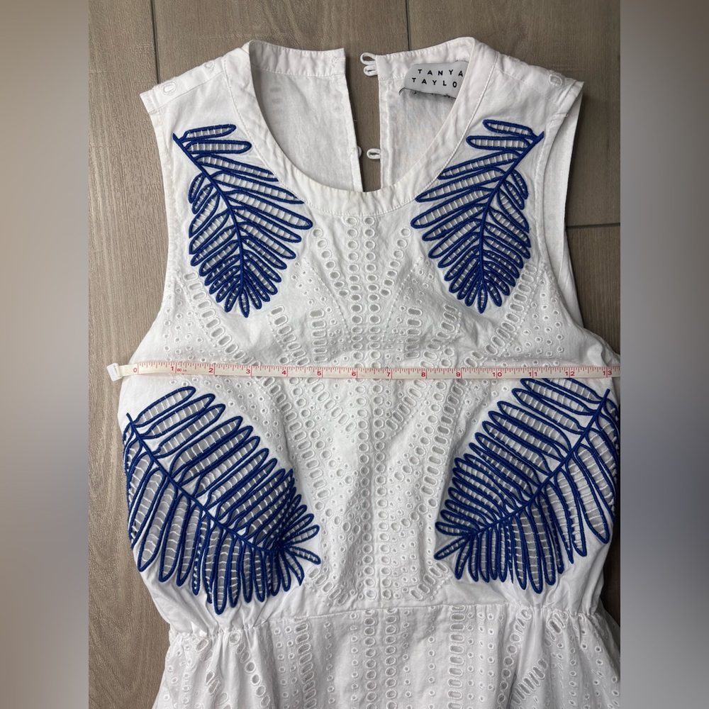Tanya Taylor White & Blue Eyelet Dress - Picture 6 of 7